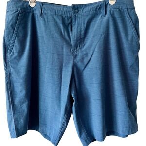 Hang Ten Mens Blue Striped Hybrid Boardwalk Shorts Size 40 Stretch Quick Dry